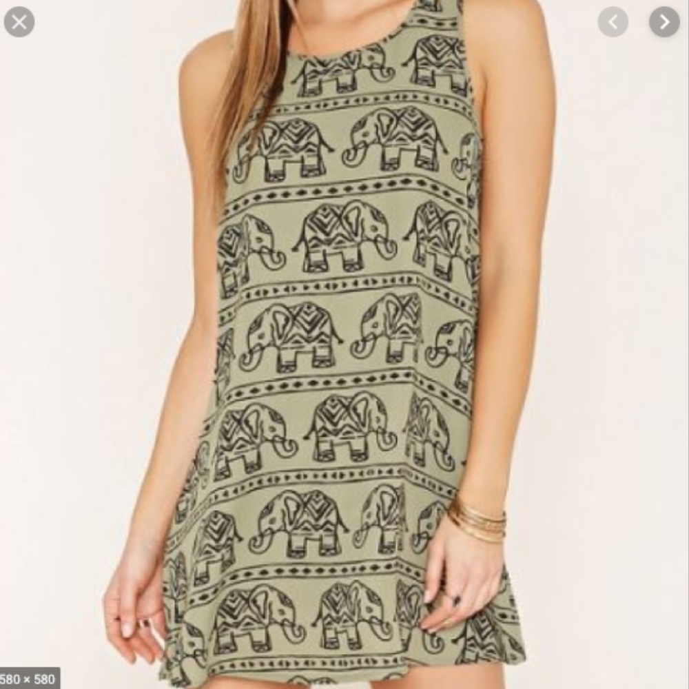 Olive Green Elephant Dress